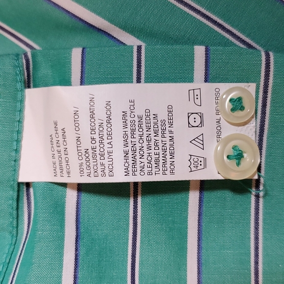 Izod Shirts Izod Xl Tg Xg Green White Stripped Longsleve Button Up